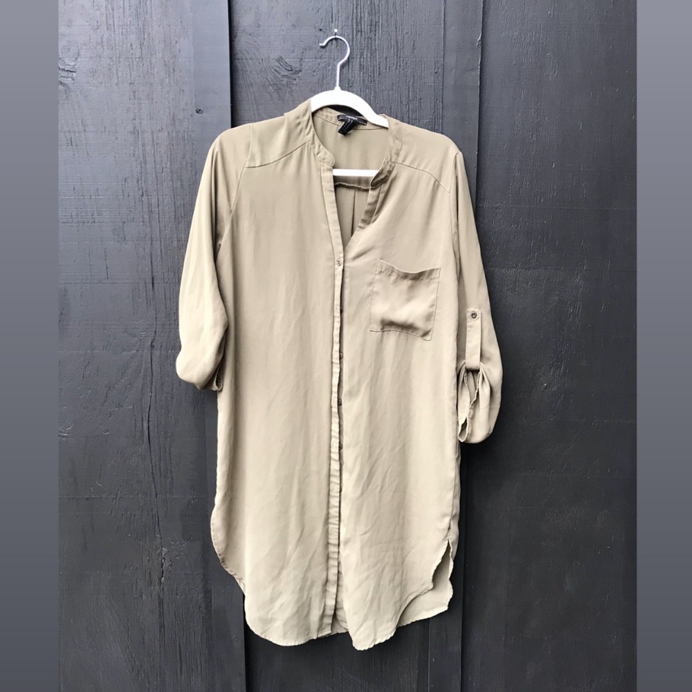 tunic button up long sleeve dress